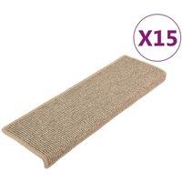 Berkfield Home Stair Mats Self-adhesive 15 pcs Dark Beige 65x21x4 cm | Size: Medium