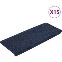 Berkfield Home Stair Mats Self-adhesive 15 pcs 65x24.5x3.5 cm Blue | Size: Medium