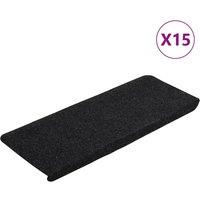 Berkfield Home Stair Mats Self-adhesive 15 pcs 65x24.5x3.5 cm Black | Size: Medium