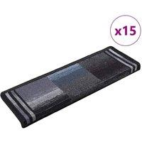 Berkfield Home Stair Mats Self-adhesive 15 pcs 65x21x4 cm Black & Grey | Size: Medium