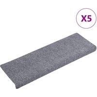 Berkfield Home Stair Mats 5 pcs Light Grey 65x21x4 cm Needle Punch | Size: Medium