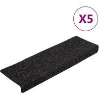 Berkfield Home Stair Mats 5 pcs Black 65x21x4 cm Needle Punch | Size: Medium