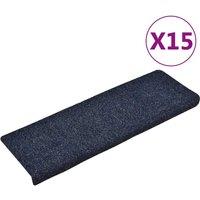 Berkfield Home Stair Mats 15 pcs Needle Punch 65x21x4 cm Blue | Size: Medium