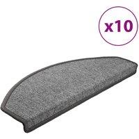 Berkfield Home Stair Mats 10 pcs 65x24x4 cm Dark Grey | Size: Medium