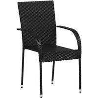Berkfield Home Stackable Outdoor Chairs 6 pcs Poly Rattan Black
