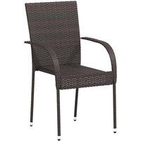 Berkfield Home Stackable Outdoor Chairs 2 pcs Poly Rattan Brown
