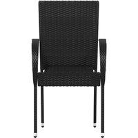 Berkfield Home Stackable Outdoor Chairs 2 pcs Poly Rattan Black