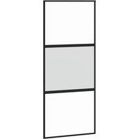 Berkfield Home Sliding Door Black 90x205 cm Tempered Glass & Aluminium