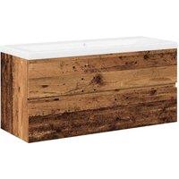 Berkfield Home Sink Cabinet with Built-in Basin Old Wood 101x39.5x49 cm in Brown