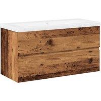 Berkfield Home Sink Cabinet with Built-in Basin Old Wood in Brown