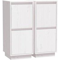 Berkfield Home Sideboards 2 pcs White 31.5x34x75 cm Solid Wood Pine