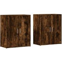Berkfield Home Sideboards 2 pcs Smoked Oak 60x31x70 cm Engineered Wood in Brown | Size: 60 x 31 x 70 cm