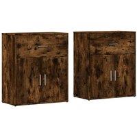 Berkfield Home Sideboards 2 pcs Smoked Oak 60x31x70 cm Engineered Wood in Brown | Size: 60 x 31 x 70 cm