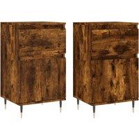 Berkfield Home Sideboards 2 pcs Smoked Oak 40x35x70 cm Engineered Wood in Brown | Size: 40 x 35 x 70 cm