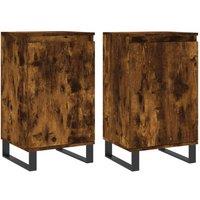 Berkfield Home Sideboards 2 pcs Smoked Oak 40x35x70 cm Engineered Wood in Brown | Size: 40 x 35 x 70 cm
