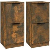 Berkfield Home Sideboards 2 pcs Smoked Oak 30x30x70 cm Engineered Wood in Brown | Size: 30 x 30 x 70 cm