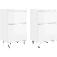 Berkfield Home Sideboards 2 pcs High Gloss White 40x35x70 cm Engineered Wood | Size: 40 x 35 x 70 cm