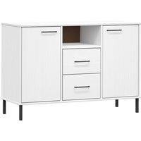 Berkfield Home Sideboard with Metal Legs White 113x40x77 cm Solid Wood OSLO | Size: 113 x 40 x 77 cm