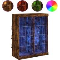 Berkfield Home Sideboard with LED Lights Smoked Oak 81x37x100 cm in Brown | Size: 81 x 37 x 100 cm