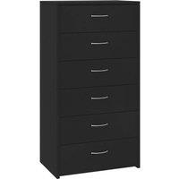 Berkfield Home Sideboard with 6 Drawers Black 50x34x96 cm Engineered Wood | Size: 50 x 34 x 96 cm