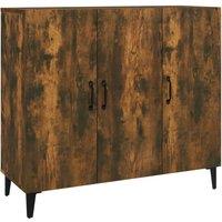 Berkfield Home Sideboard Smoked Oak 90x34x80 cm Engineered Wood in Brown | Size: 90 x 34 x 80 cm