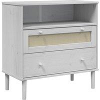 Berkfield Home Sideboard SENJA Rattan Look White 80x40x80 cm Solid Wood Pine | Size: 80 x 40 x 80 cm