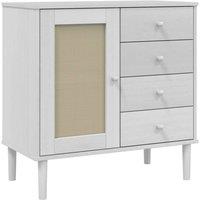 Berkfield Home Sideboard SENJA Rattan Look White 80x40x80 cm Solid Wood Pine | Size: 80 x 40 x 80 cm