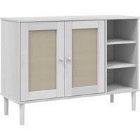 Berkfield Home Sideboard SENJA Rattan Look White 112x40x80cm Solid Wood Pine | Size: 112 x 40 x 80 cm