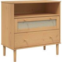 Berkfield Home Sideboard SENJA Rattan Look Brown 80x40x80 cm Solid Wood Pine | Size: 80 x 40 x 80 cm