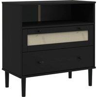 Berkfield Home Sideboard SENJA Rattan Look Black 80x40x80 cm Solid Wood Pine | Size: 80 x 40 x 80 cm