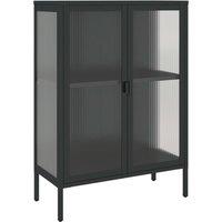 Berkfield Home Sideboard Black 75x35x105 cm Glass & Steel | Size: 75 x 35 x 105 cm