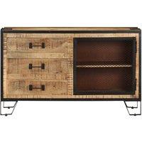 Berkfield Home Sideboard 100x31x60 cm Solid Rough Mango Wood in Brown | Size: 100 x 31 x 60 cm