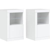 Berkfield Home Side Cabinets with LED Lights 2 pcs White Engineered Wood