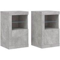 Berkfield Home Side Cabinets with LED Lights 2 pcs Concrete Grey Engineered Wood