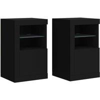 Berkfield Home Side Cabinets with LED Lights 2 pcs Black Engineered Wood