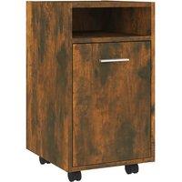 Berkfield Home Side Cabinet with Wheels Smoked Oak 33x38x60 cm Engineered Wood in Brown | Size: 33 x 38 x 60 cm