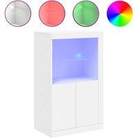Berkfield Home Side Cabinet with LED Lights White Engineered Wood
