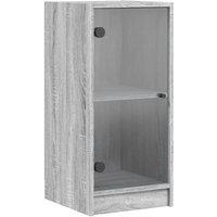 Berkfield Home Side Cabinet with Glass Doors Grey Sonoma 35x37x75.5 cm