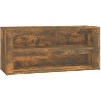 Berkfield Home Shoe Rack Smoked Oak 100x35x45 cm Engineered Wood in Brown | Size: 100 x 35 x 45 cm