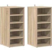 Berkfield Home Shoe Cabinets 2 pcs Sonoma Oak 31.5x35x70 cm Engineered Wood in Brown
