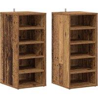 Berkfield Home Shoe Cabinets 2 pcs Old Wood 32x35x70 cm Engineered Wood in Brown | Size: 32 x 35 x 70 cm