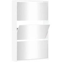 Berkfield Home Shoe Cabinet with Mirror 3-Layer High Gloss White 63x17x102.5 cm