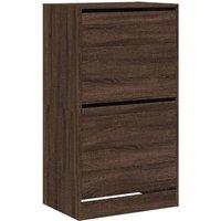 Berkfield Home Shoe Cabinet with 2 Flip-Drawers Brown Oak 60x42x108 cm | Size: 60 x 42 x 108 cm