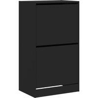 Berkfield Home Shoe Cabinet with 2 Flip-Drawers Black 60x42x108 cm | Size: 60 x 42 x 108 cm