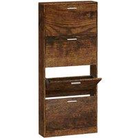 Berkfield Home Shoe Cabinet Smoked Oak 59x17x150 cm Engineered Wood in Brown | Size: 59 x 17 x 150 cm