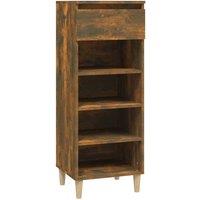 Berkfield Home Shoe Cabinet Smoked Oak 40x36x105 cm Engineered Wood in Brown | Size: 40 x 36 x 105 cm