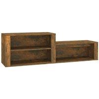 Berkfield Home Shoe Cabinet Smoked Oak 150x35x45 cm Engineered Wood in Brown | Size: 150 x 35 x 45 cm