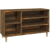 Berkfield Home Shoe Cabinet Smoked Oak 102x36x60 cm Engineered Wood in Brown | Size: 102 x 36 x 60 cm