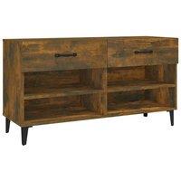 Berkfield Home Shoe Cabinet Smoked Oak 102x35x55 cm Engineered Wood in Brown | Size: 102 x 35 x 55 cm