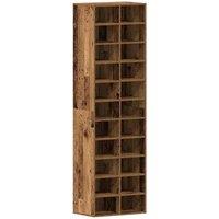 Berkfield Home Shoe Cabinet Old Wood 54x34x183 cm Engineered Wood in Brown | Size: 54 x 34 x 183 cm